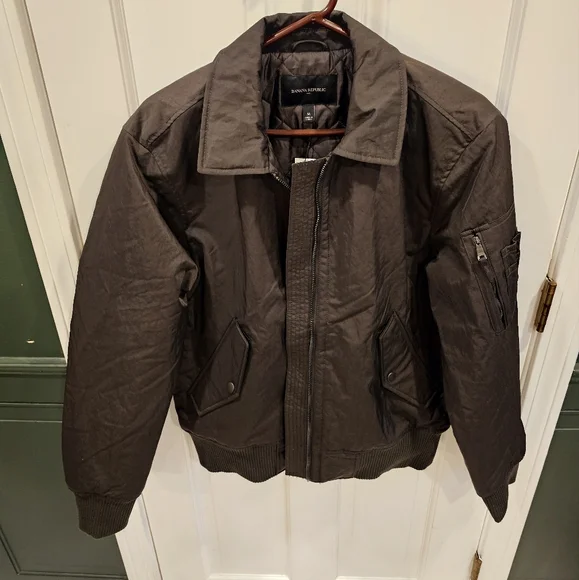 FINAL DROP 🔥NWT Banana Republic Mens Flight Jacket Olive - Picture 5 of 8